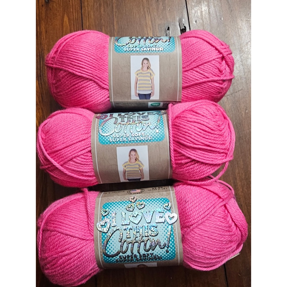 Hobby Lobby I Love This Cotton! Yarn HOT ROSE Worsted100% Cotton